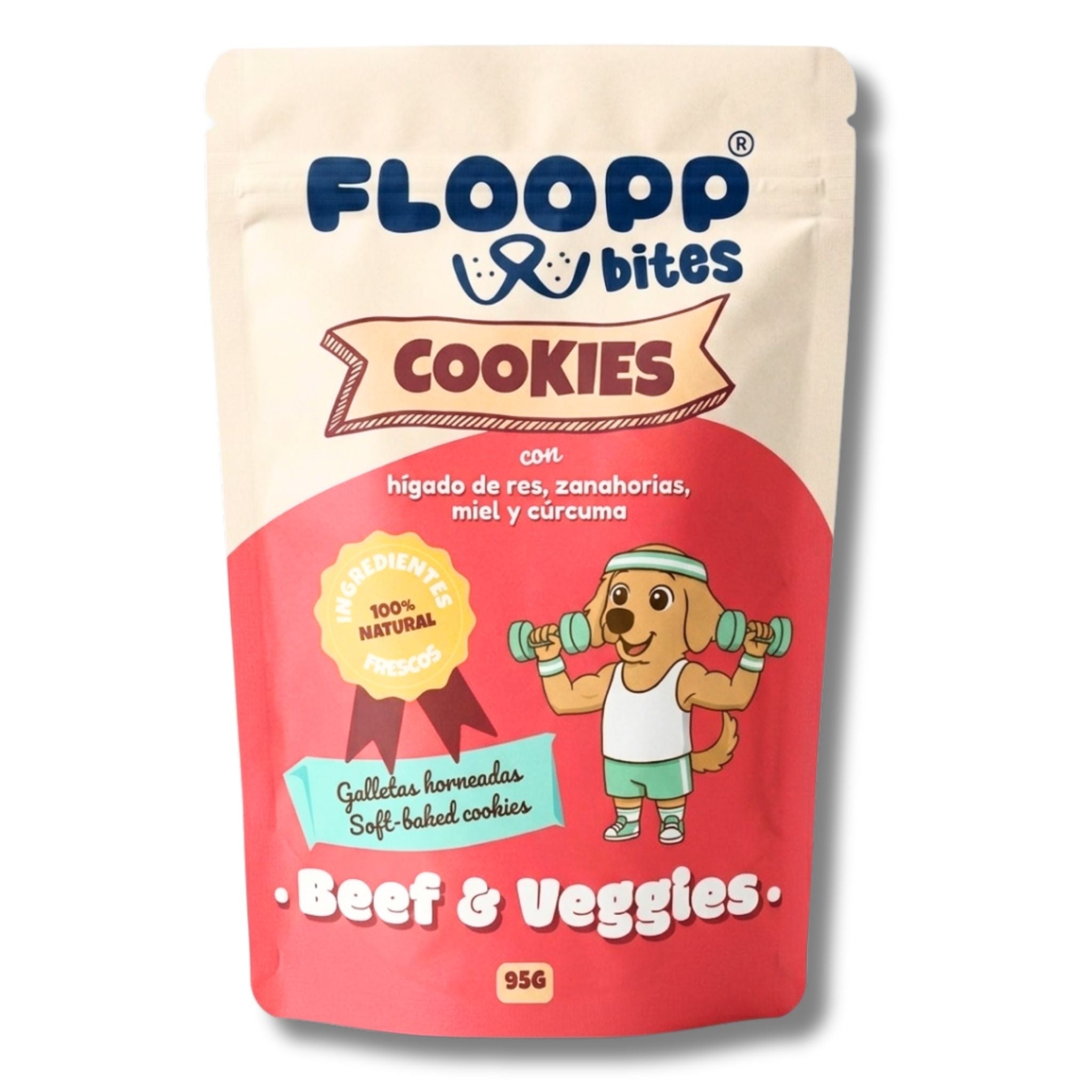 Floopp Bites Galletas Naturales para Perros | Beef & Veggies | 95 g