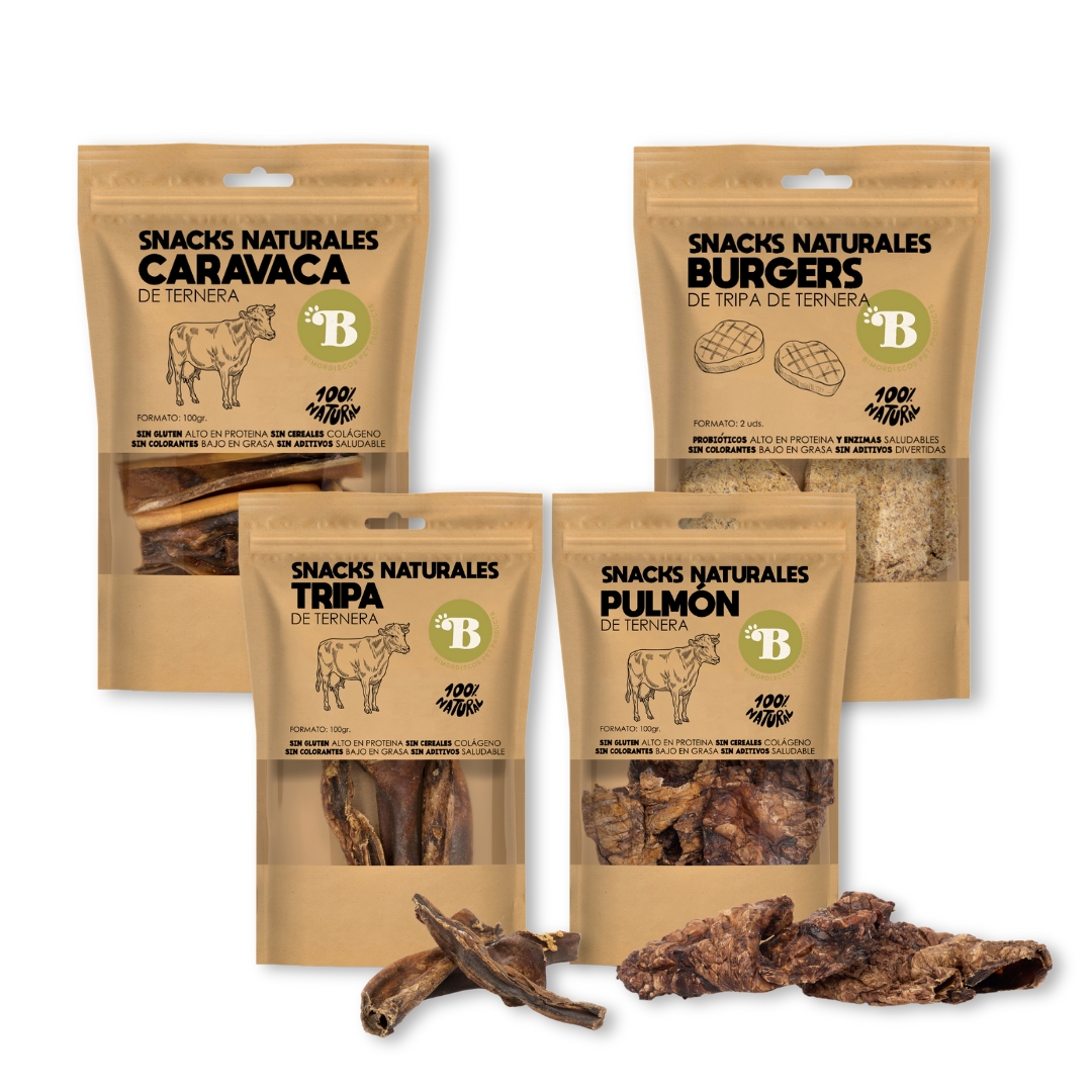 BIMORDISCOS PACK Snacks Naturales de Ternera para Perros
