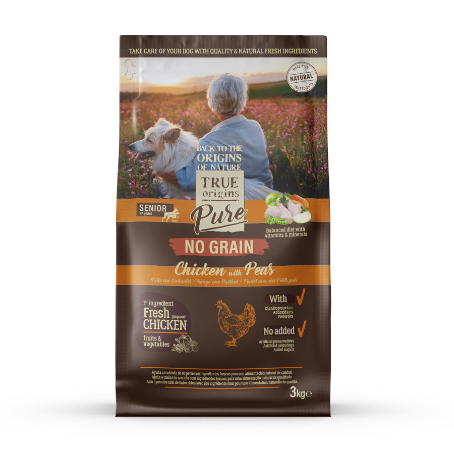True Origins Pure Grain Free Senior Pollo pienso para perros