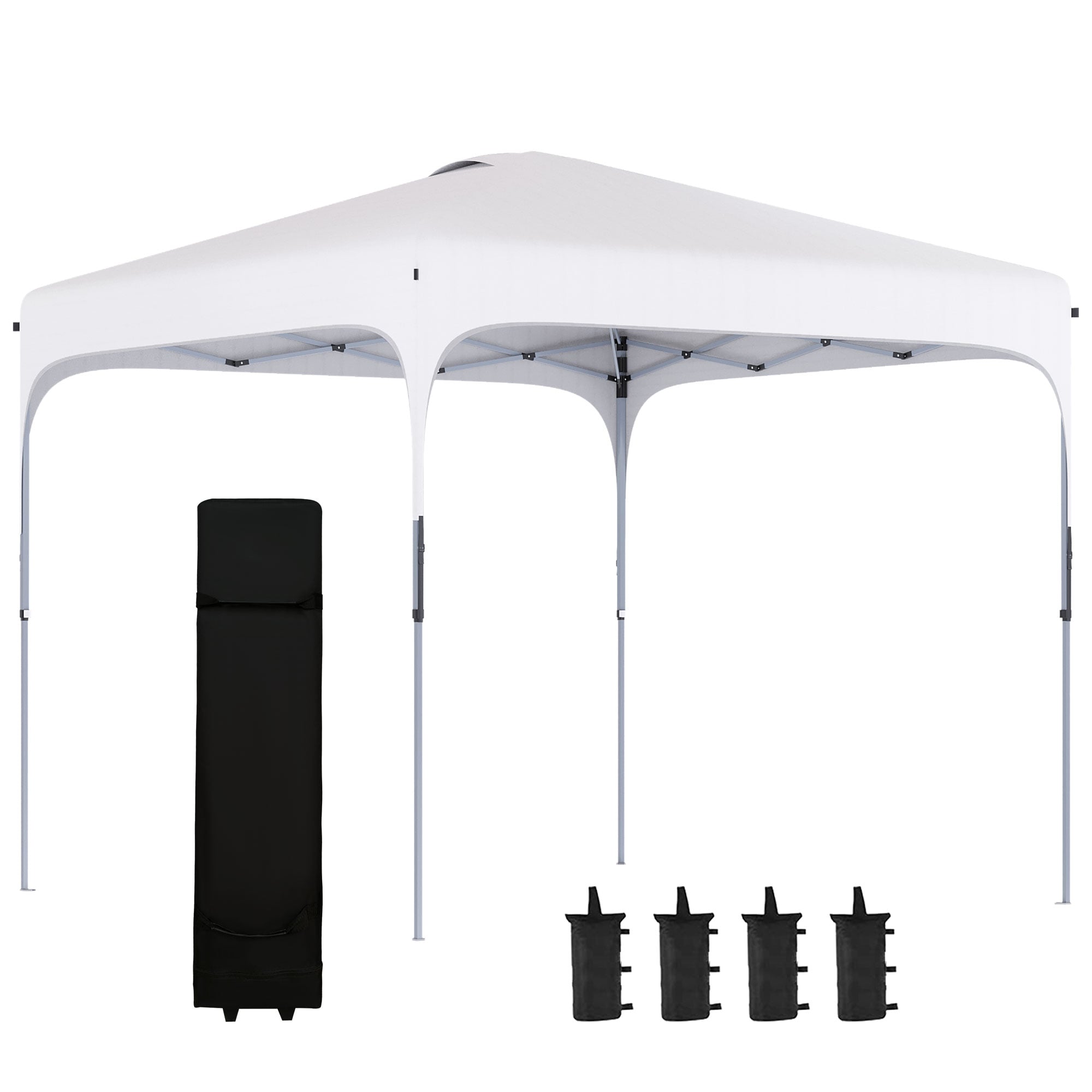 Outsunny Cenador Plegable 2,5×2,5×2,68 m Carpa de Jardín Protección UV 50+ Ajustable en Altura con 4 Bolsas de Arena y Bolsa de Transporte para