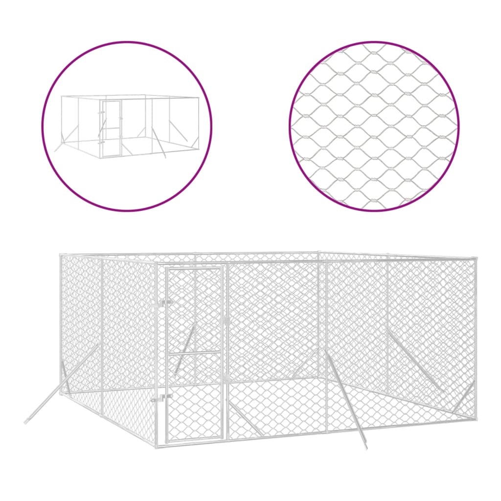 vidaXL Perrera de exterior acero galvanizado plateado 4x12x2 m