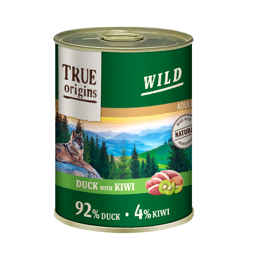 48 latas x 400 g True Origins Wild Adult Pato y Kiwi Lata para perros ¡Pack Ahorro!