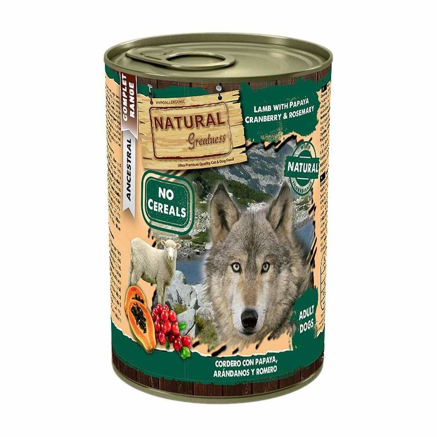 400 g Natural Greatness Cordero con Papaya lata para perros