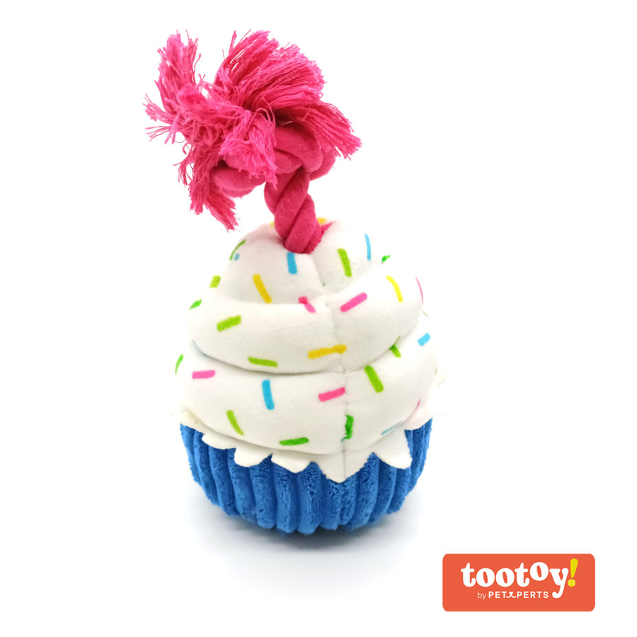 Tootoy! Comfort Birthday Cupcake Cuddler peluche con sonido para perros