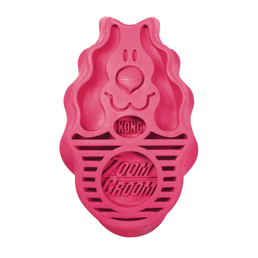 Kong Zoom Groom Cepillo de goma rosa