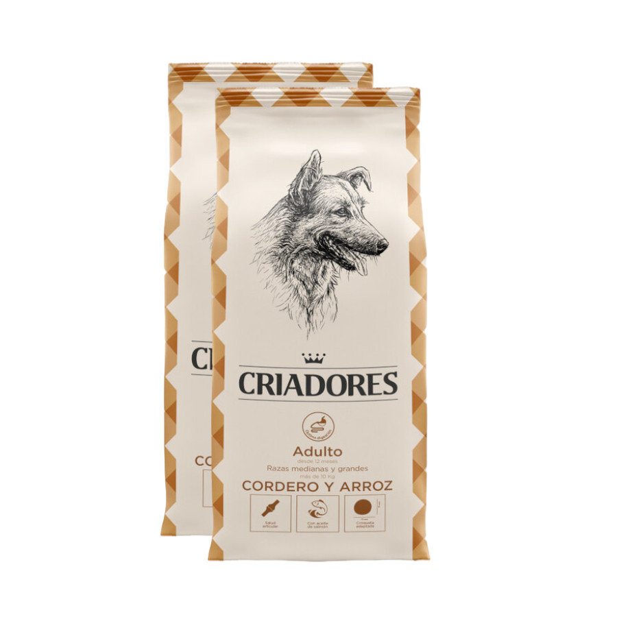 2 x 3 kg Criadores Adulto Cordero y Arroz pienso para perros de razas mediana y grande ¡Pack ahorro!