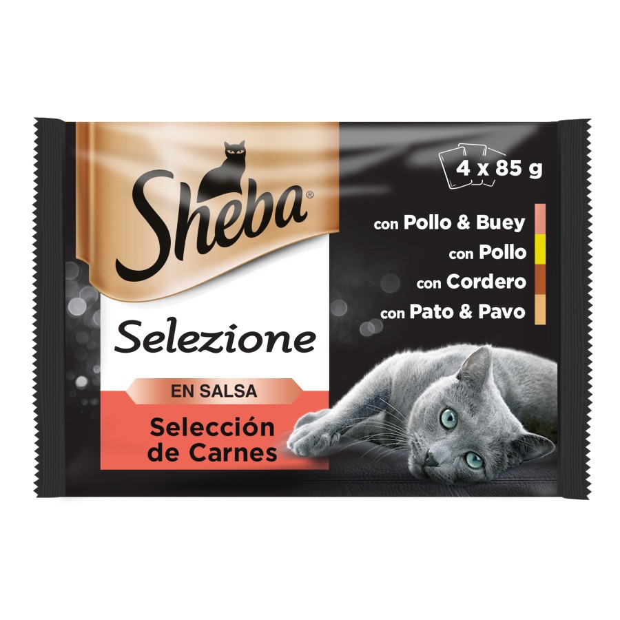 Sheba – Comida húmeda para gatos adultos Sheba Selección de carnes en salsa 4 x 85 g.