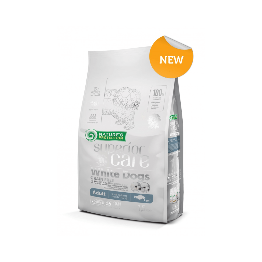 Nature´s Protection Perro Adulto Pequeño Sin Cereales Pescado Pelo Blanco 1,5 Kg