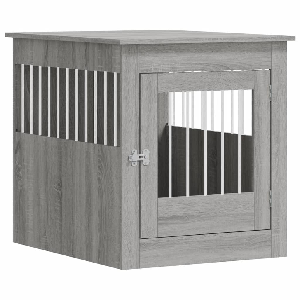 vidaXL Jaula para perros madera ingeniería gris Sonoma 64,5x80x71 cm