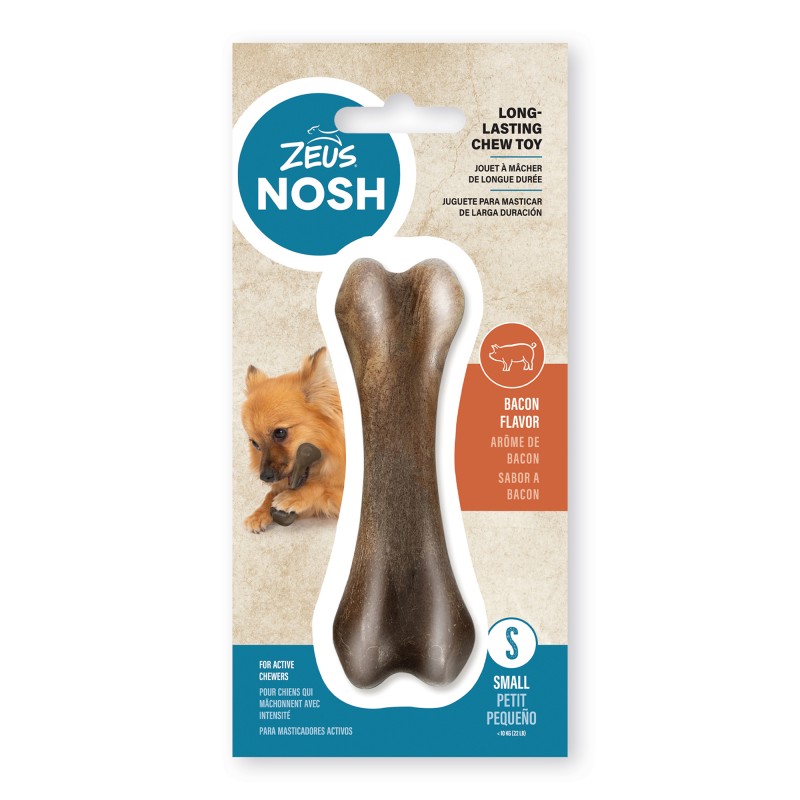 Juguete mordedor para perros Zeus Nosh Strong, Hueso, Beicon , 18cm