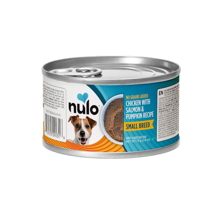 Nulo Pollo con Salmón y Calabaza Paté en Lata para perros de raza pequeña