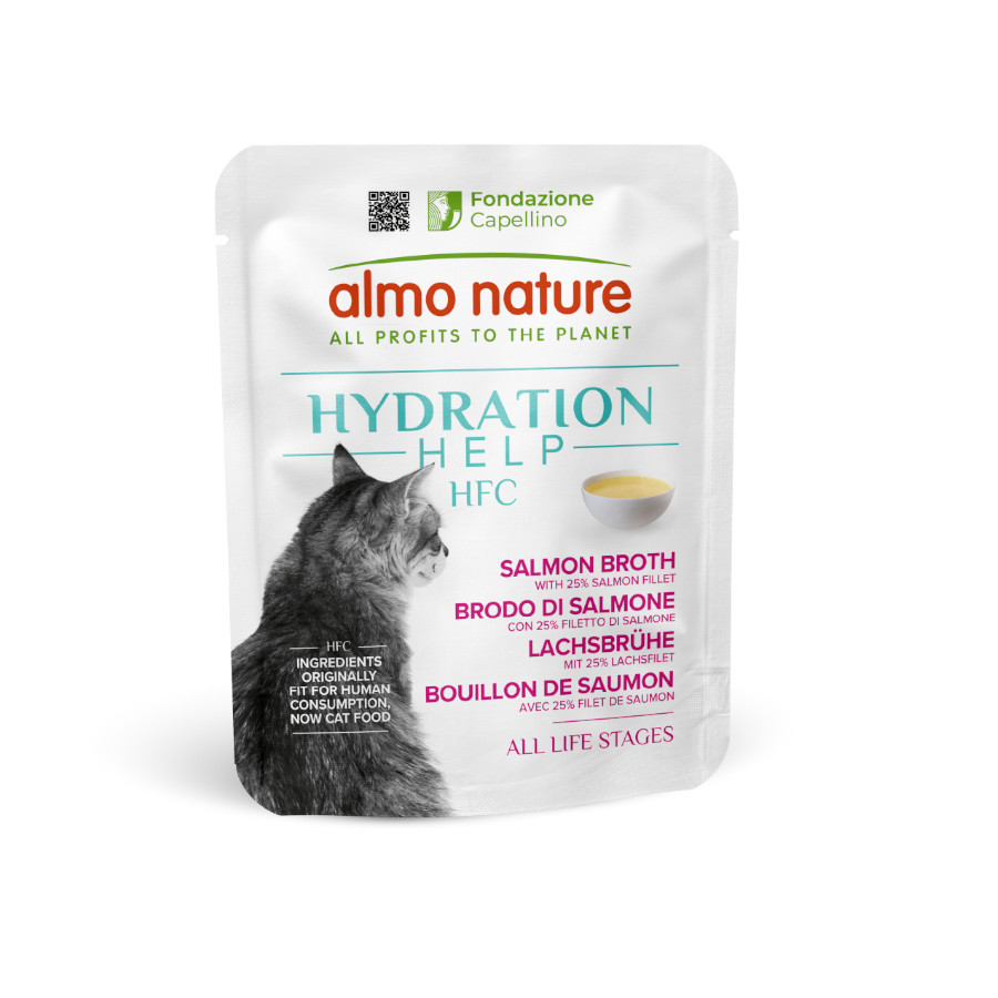 24 sobres x 50 g Almo Nature HFC Hydration Help Caldo de Salmón sobre para gatos ¡Pack Ahorro!