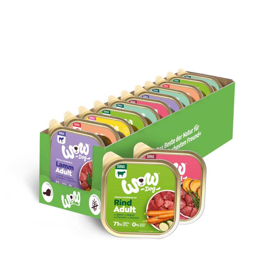 11 tarrinas x 150 g Wow Food Adulto tarrina para perros - Multipack