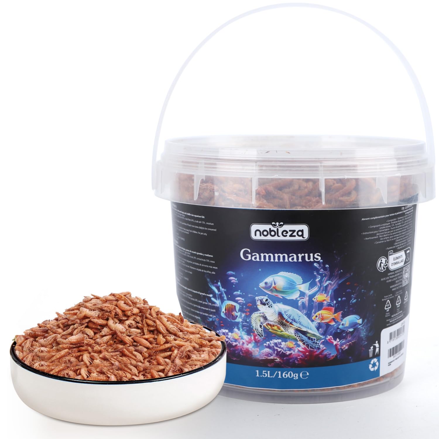 Nobleza Alimento para tortugas y tortugas de agua elaborado con langostinos de río naturales de alta calidad(160g/1.5L)