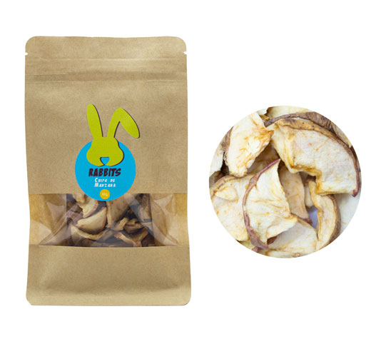 Chips de Manzana para Conejos, Caballos y Otros Animales – 150g – Manzana Deshidratada 100% Natural – Snack Rico en Minerales para Tus Macotas