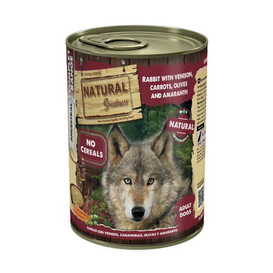400 g Natural Greatness Conejo con Venado Lata para perros
