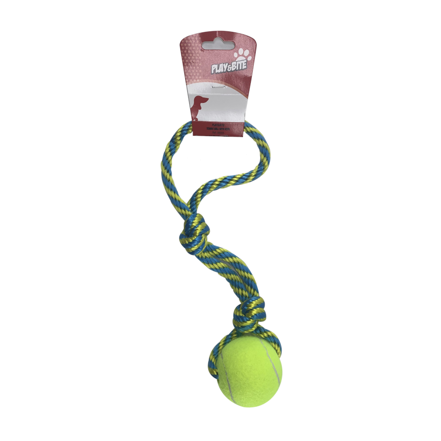 Play&Bite pelota de tenis con cuerda para perros, , large image number null