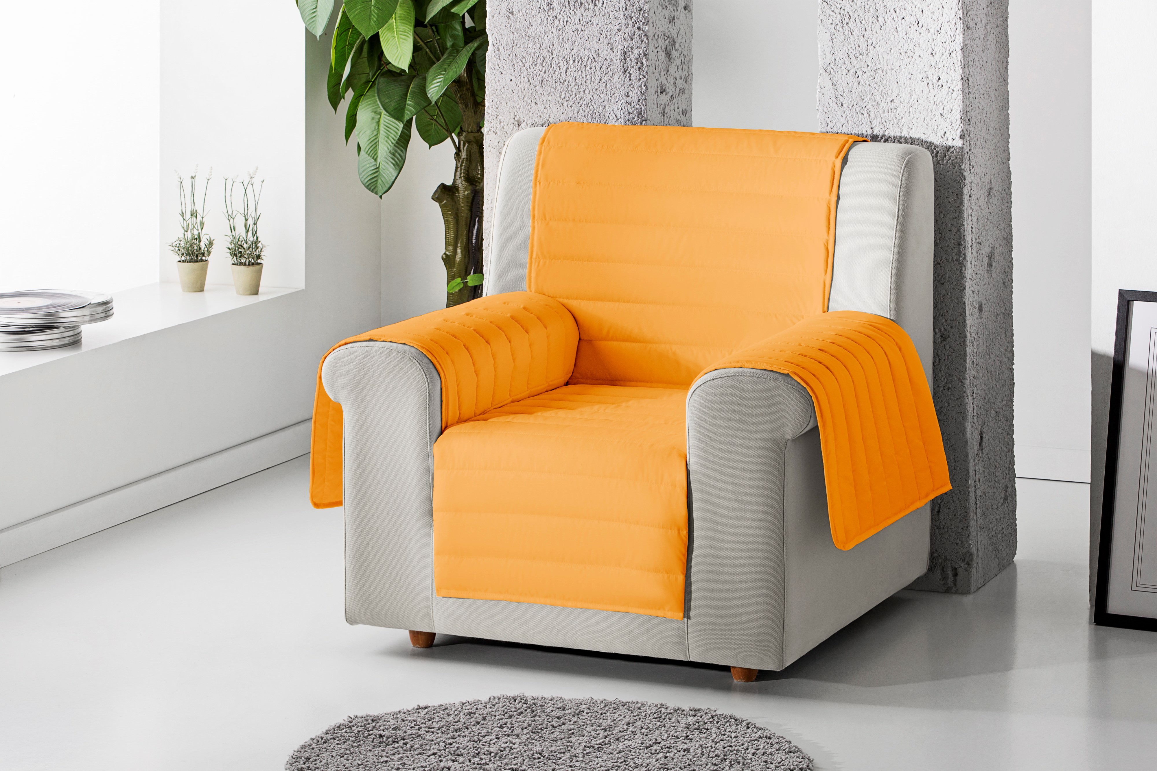 Cubre sillón acolchado reversible color Naranja, , large image number null