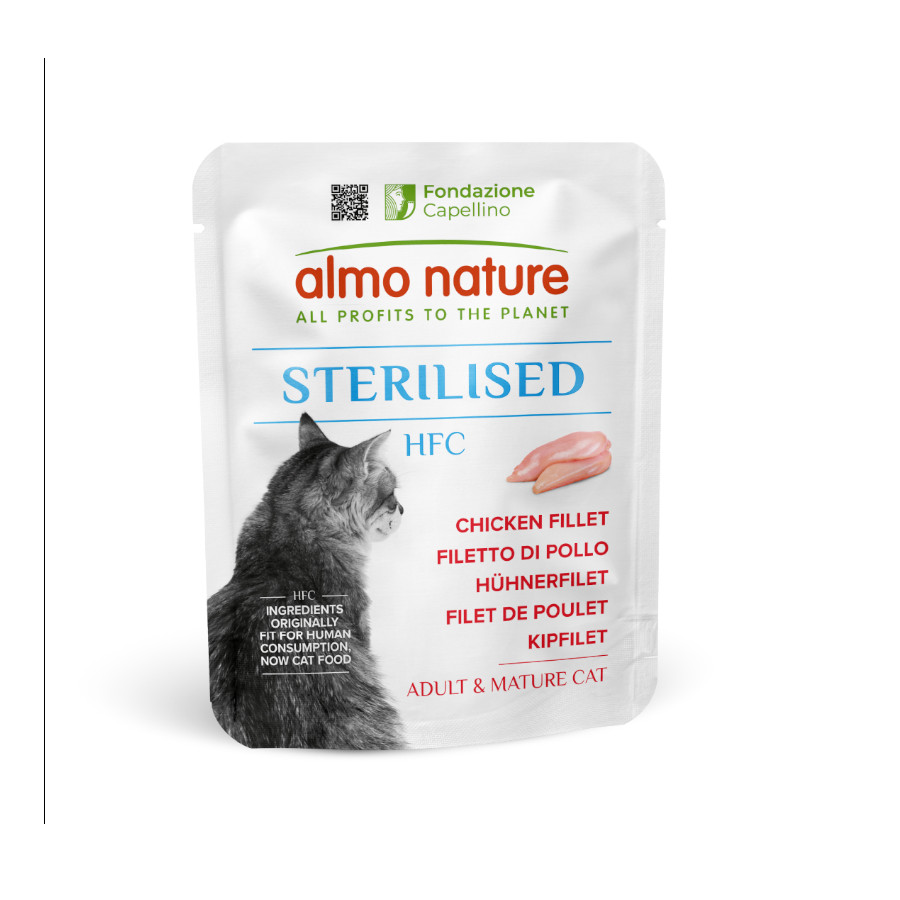24 sobres x 50 g Almo Nature HFC Sterilised Filete de Pollo sobre para gatos ¡Pack Ahorro!
