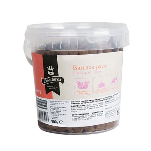 800 g Criadores Barritas Pavo para perros
