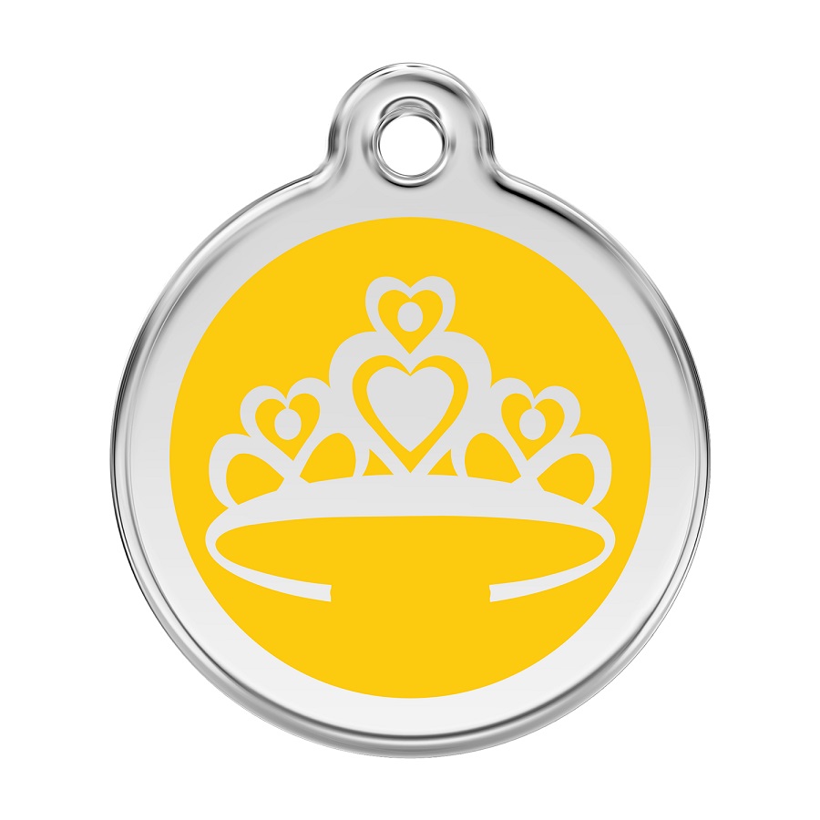 Placa identificativa Acero Inoxidable Esmalte Corona Amarillo para perros