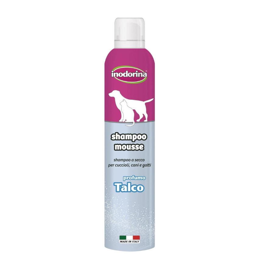INODORINA Shampoo Mousse a secco per cane e gatto - profumazione Talco 300 ml