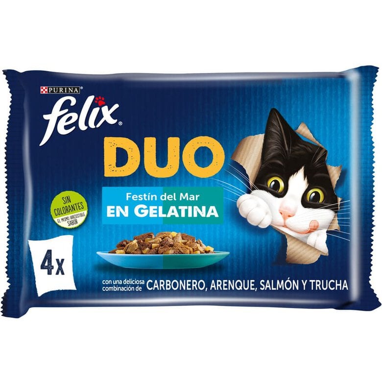Felix Fantastic Duo Pescado en Gelatina sobre para gatos