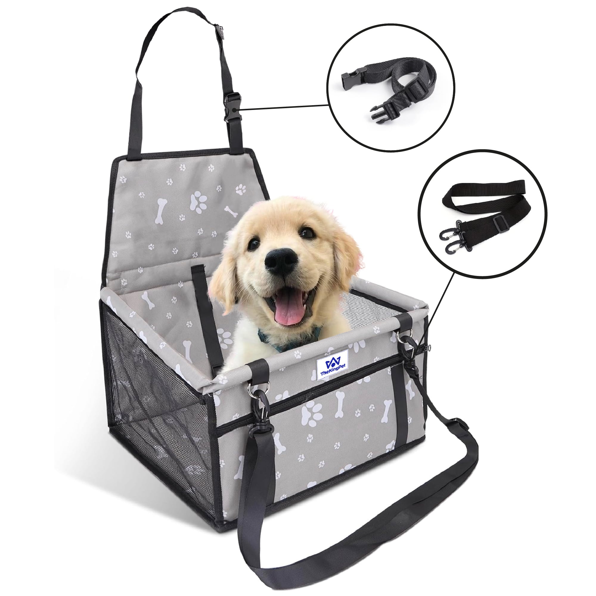 Asiento de seguridad (Gris) para coches negro para viajar con perros