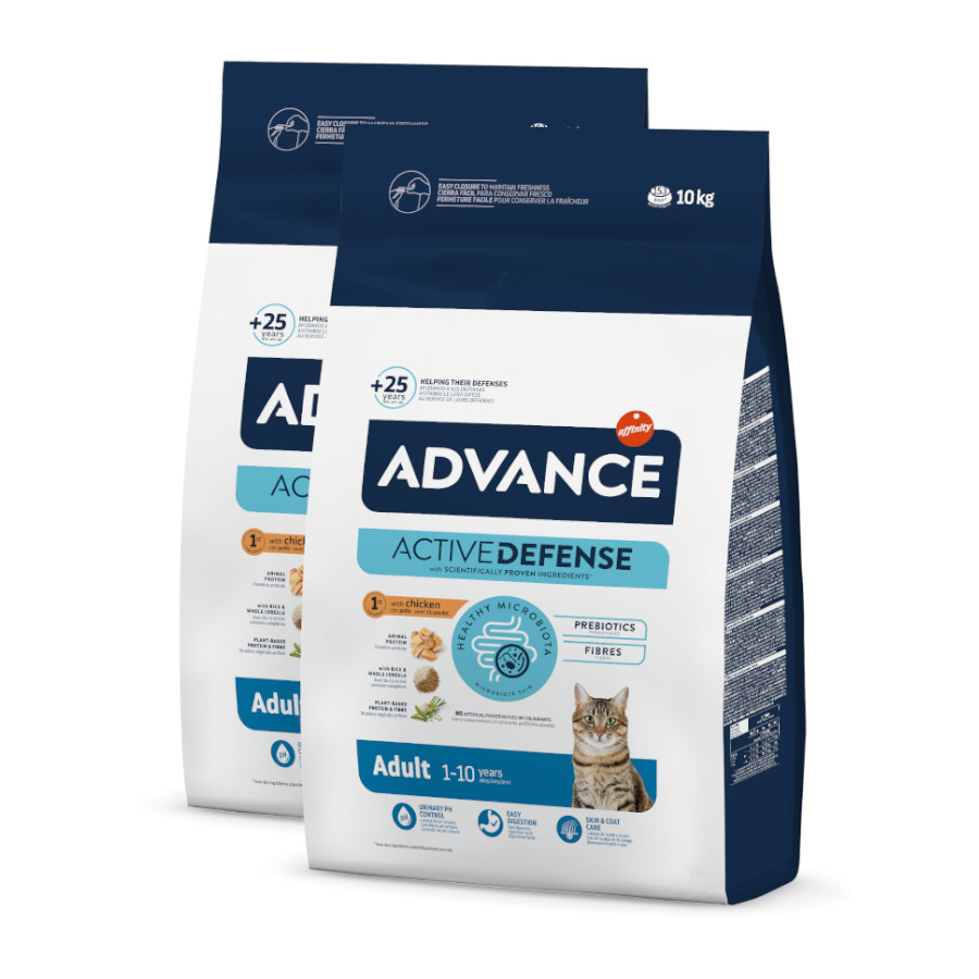 2 x 10 kg Advance Adult Pollo y Arroz para gatos ¡Pack ahorro!