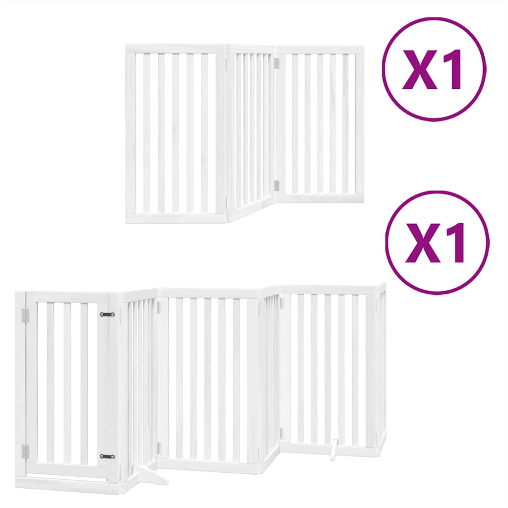 vidaXL Puerta para perros plegable 9 paneles madera álamo blanca 450cm