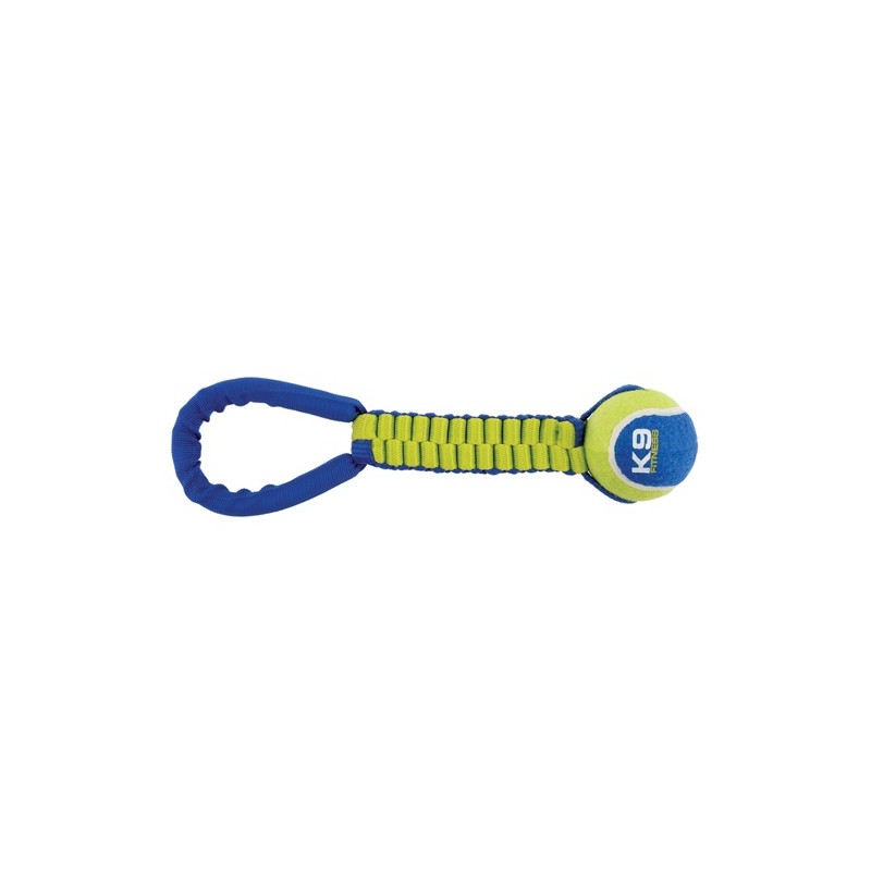 Juguete pelota de tenis con cordón nylon twist para perros Zeus Fitness Tug, 28 cm