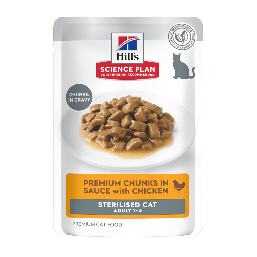 24 sobres x 85 g Hill’s Science Plan Sterilized Young Adult Pollo sobre para gatos ¡Pack ahorro!