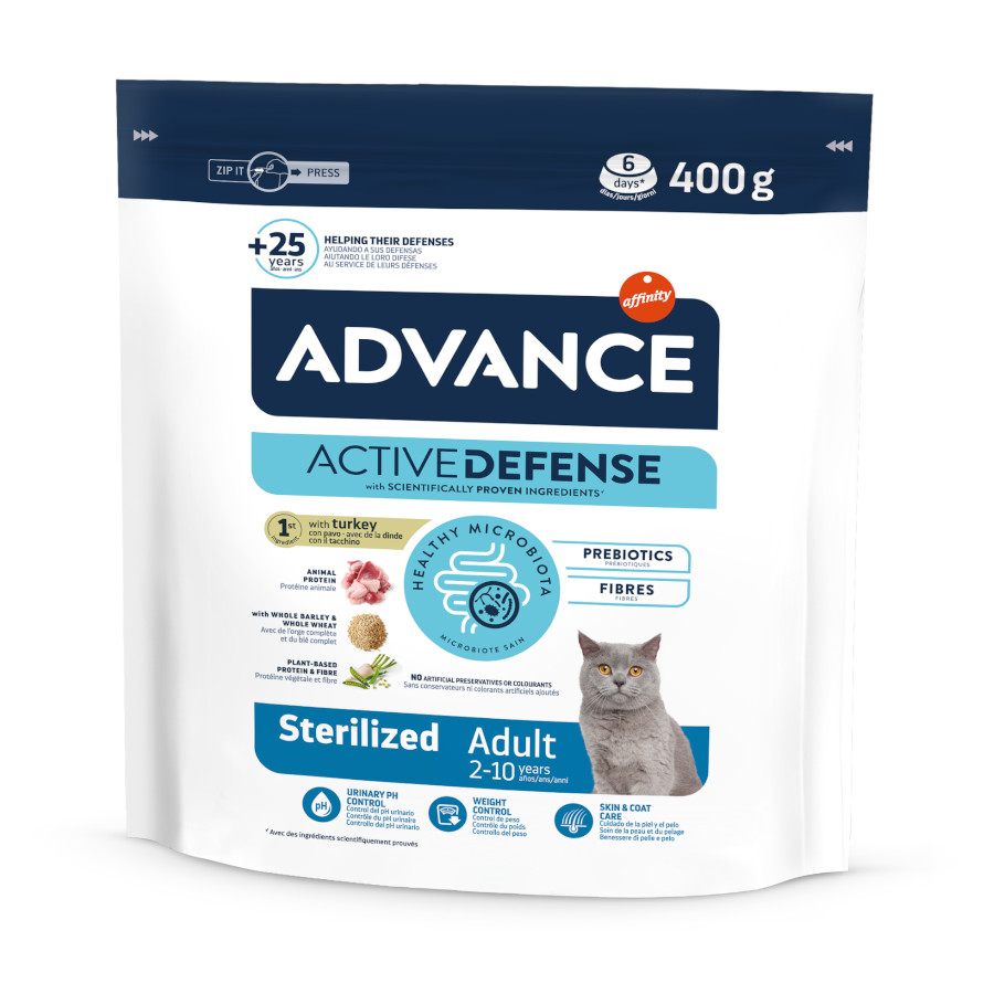 400 g Advance Adult Sterilized Pavo y Cebada pienso para gatos