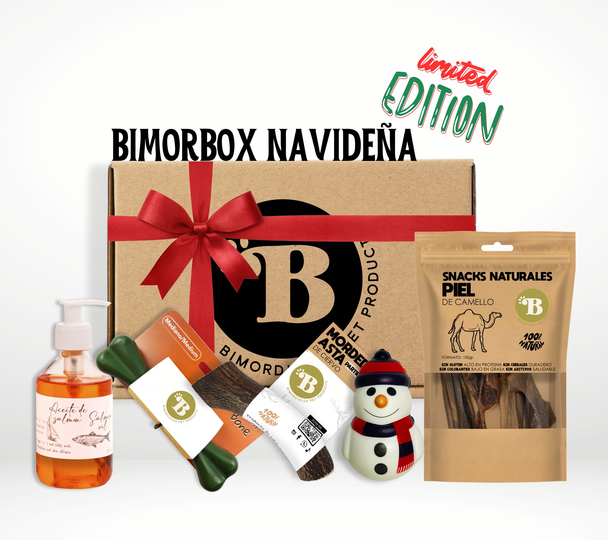 BIMORDISCOS Caja Regalo de Navidad para Perros con Aceite de Salmón