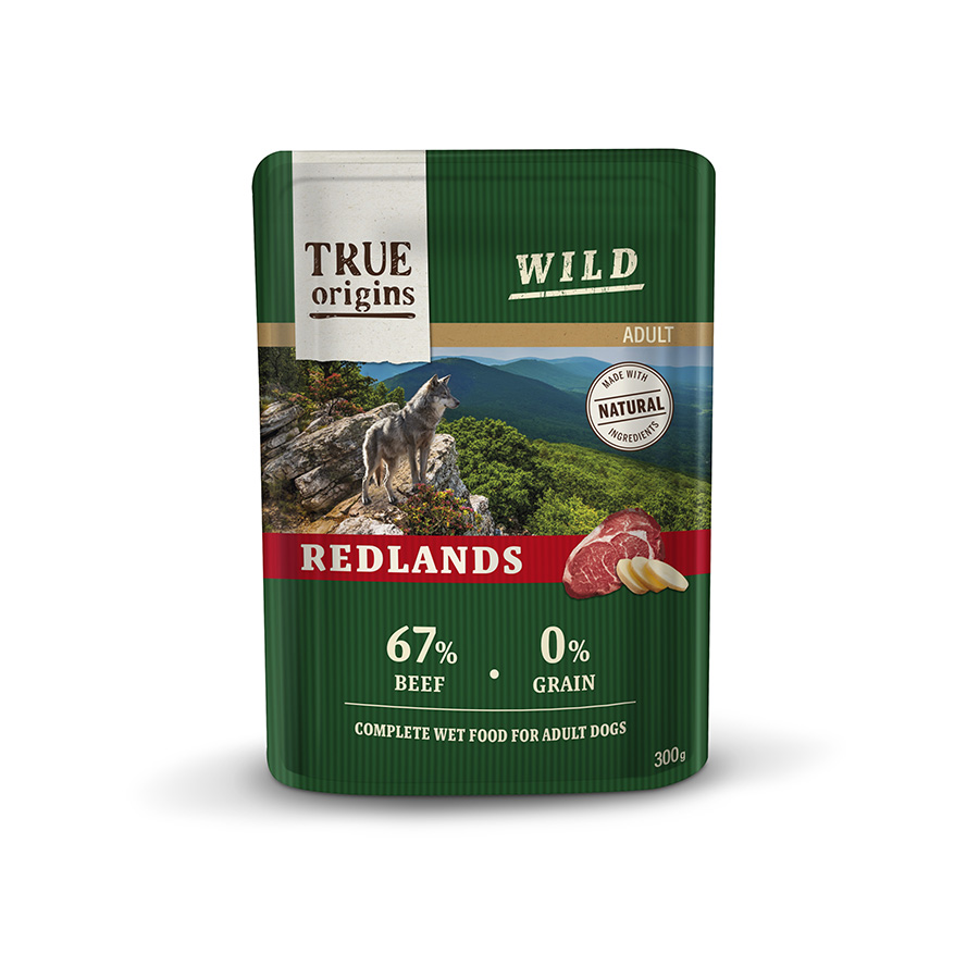 24 sobres x 300 g True Origins Wild Redlands Ternera sobre para perros ¡Pack ahorro!