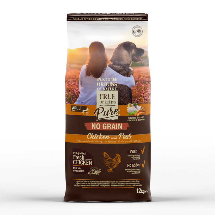 12 kg True Origins Pure Grain Free Adult Maxi Pollo pienso para perros
