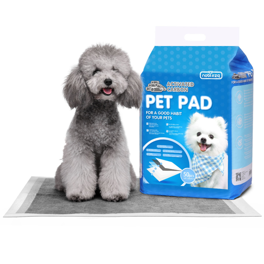 Nobleza 50x Carbón Empapadores para Mascotas, Alfombras de Entrenamiento para Perros, Toallitas de Adiestramiento Cachorros, 60 x 60 cm, Tamaño