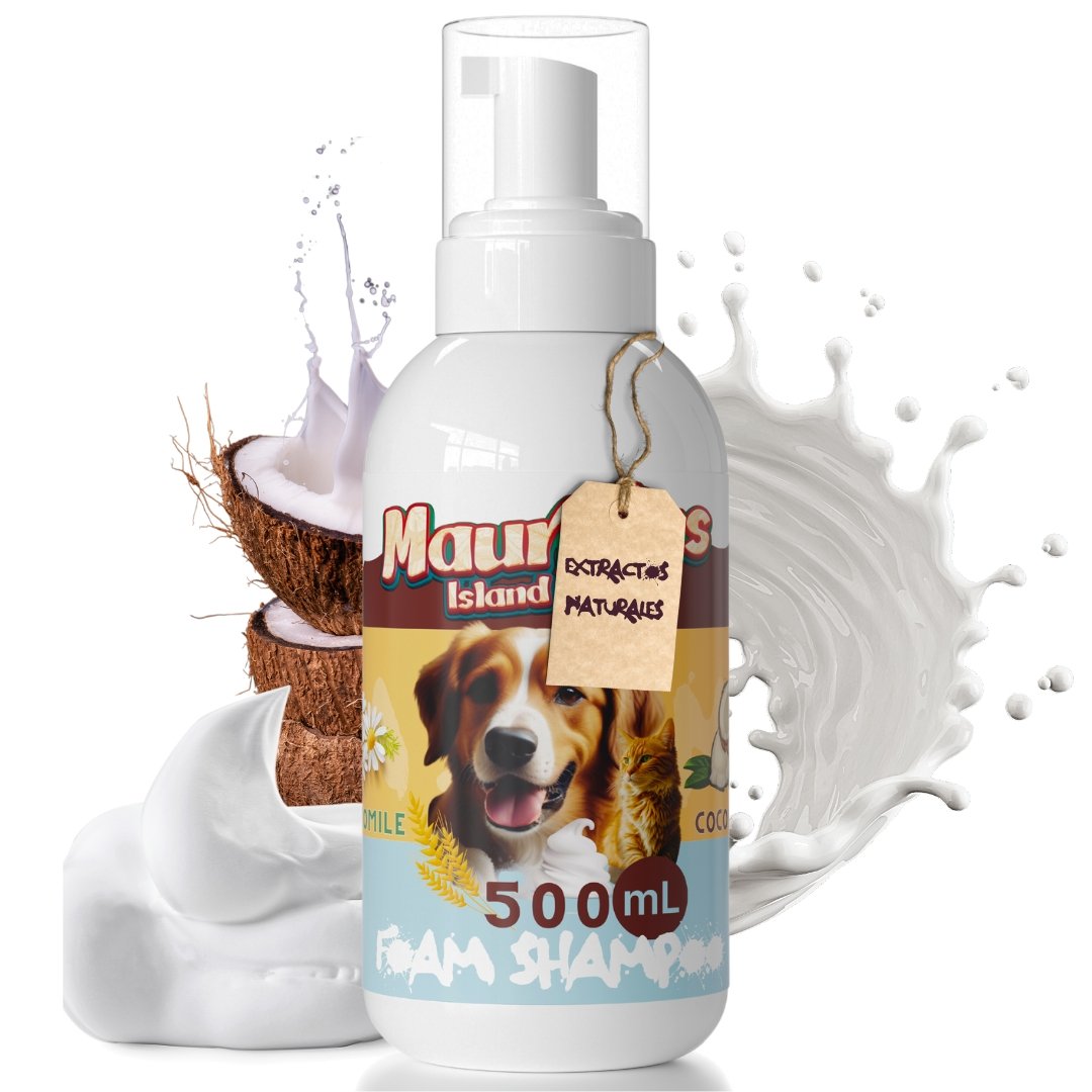 Champú 500ML Espuma de Coco Lavado Seco Sin Enjuague para Mascotas
