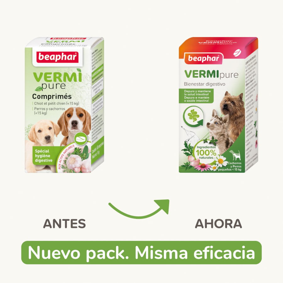 Beaphar Vermipure Repelente Interno Natural en comprimidos para perros pequeños y cachorros