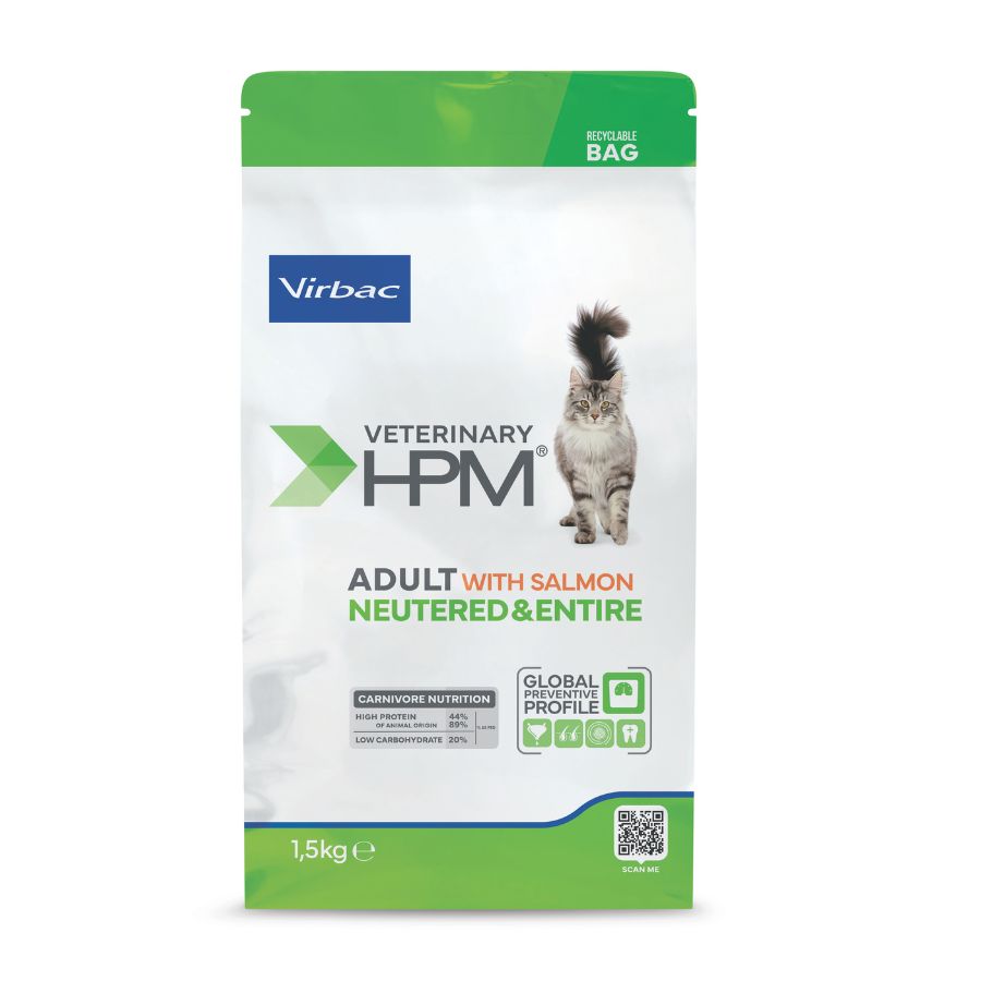 1.5 kg Virbac HPM Veterinary Pienso Salmón para gatos adultos
