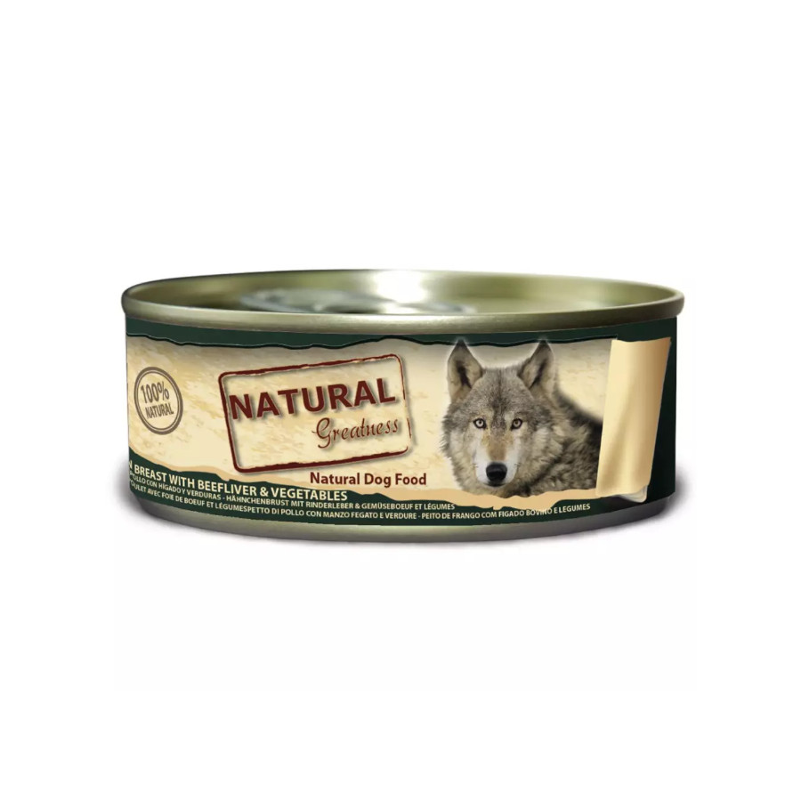 Imagen de Natural Greatness Lata PECHUGA DE POLLO con Hígado Buey y Verduras 156 g para Perros