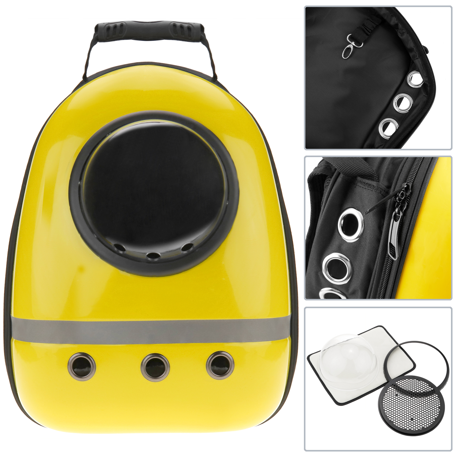 Mochila Para Transporte De Mascotas Gato Y Perro Transportin De Imitación A Piel Color Amarillo