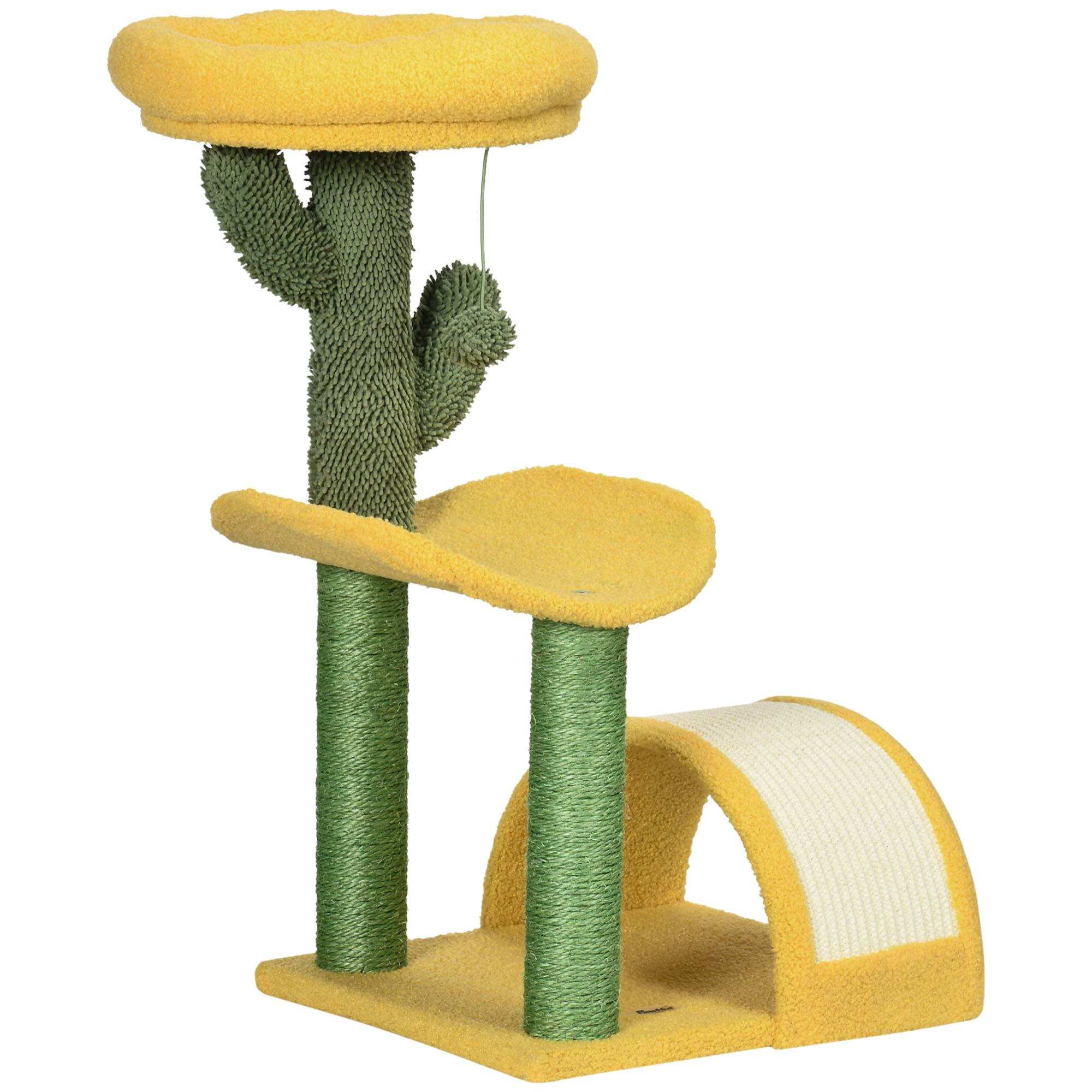PawHut Árbol Rascador amarillo para Gatos