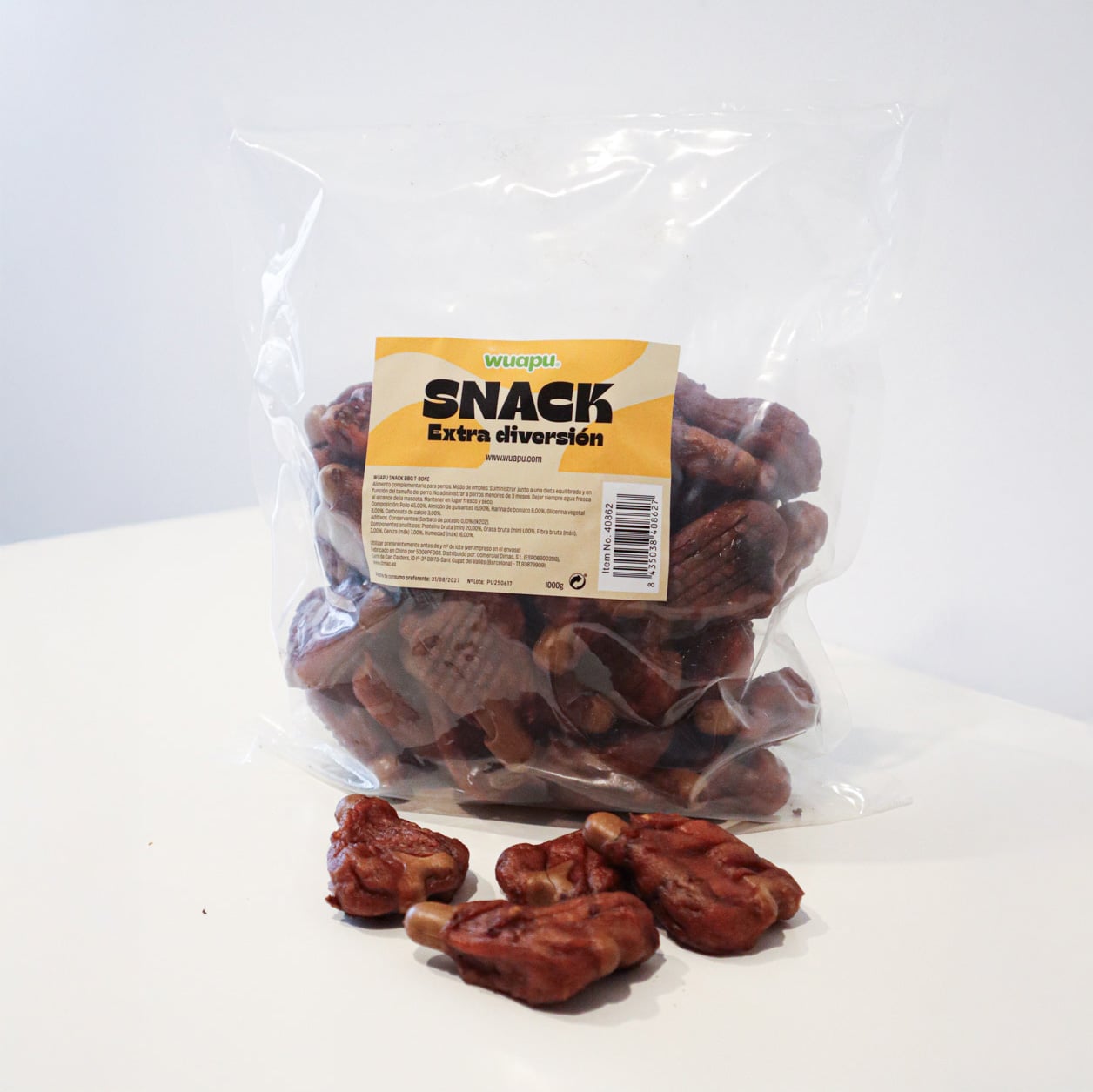 Snack Barbacoa para perro T-Bone Wuapu (1kg-50ud)