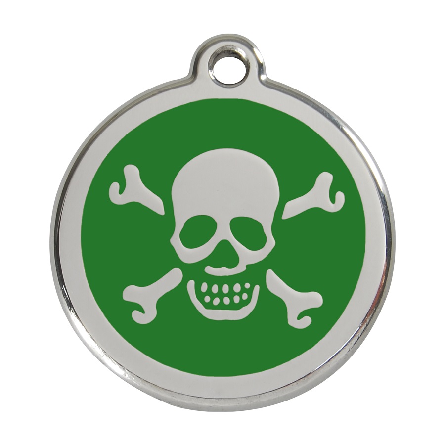 Placa identificativa Acero Inoxidable Esmalte Cruz Hueso Verde para perros