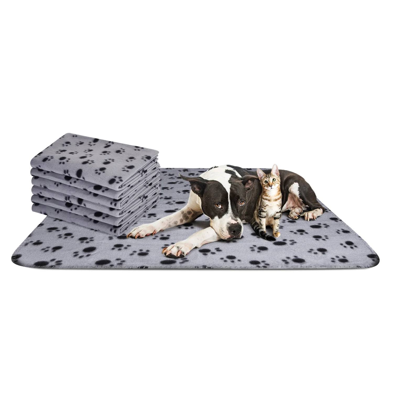 Nobleza – 6 x Manta Suave de Felpa para Perros, Gatos y Otras Mascotas. Lavable. Color Gris, 75*75