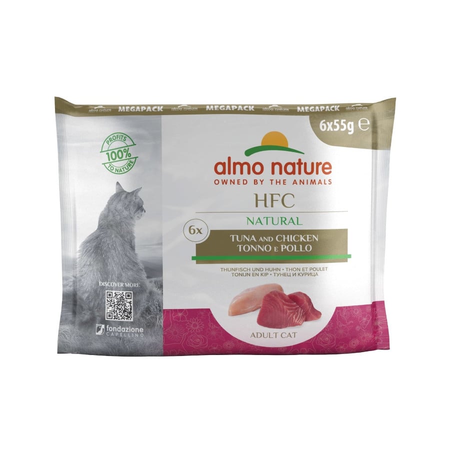 Almo Nature HFC Natural Recetas Variadas de Atun y Pollo en sobre para gatos – Multipack