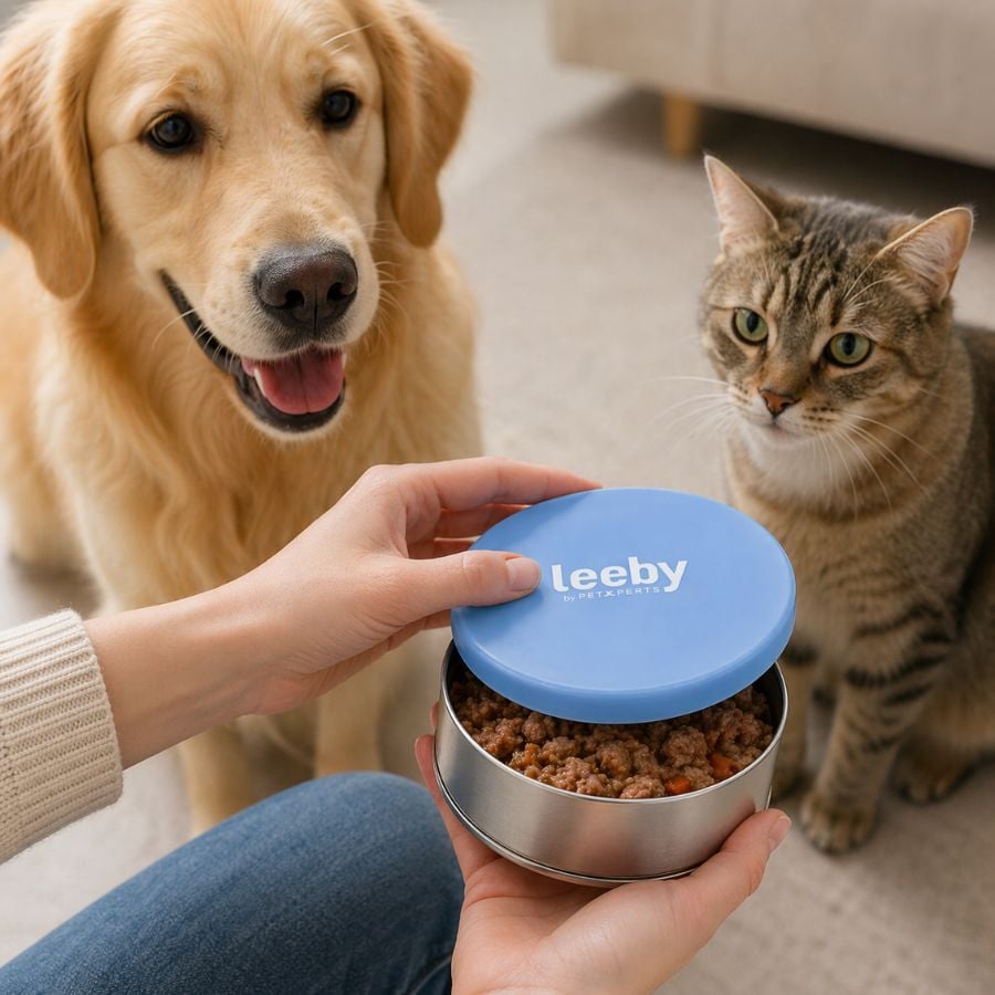 Leeby Tapa Comedero Azul para perros y gatos