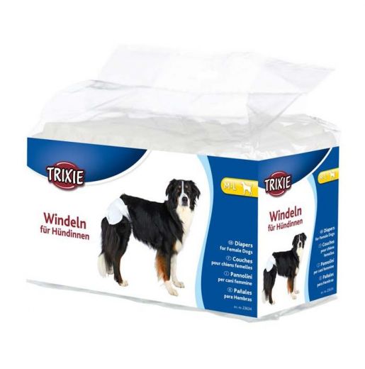 Trixie – Pañales desechables para perros, talla M-L, 12 unidades
