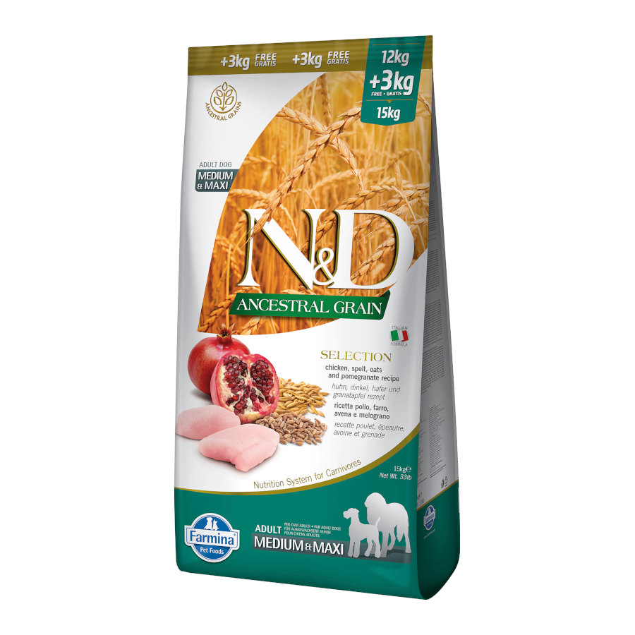 15 kg Farmina N&D Ancestral Grain Pollo y Granada pienso para perros